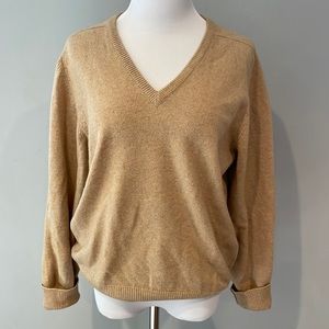 Vintage tan vneck cashmere sweater - size M